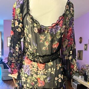 Colorful Floral Wristband with Pink Heart